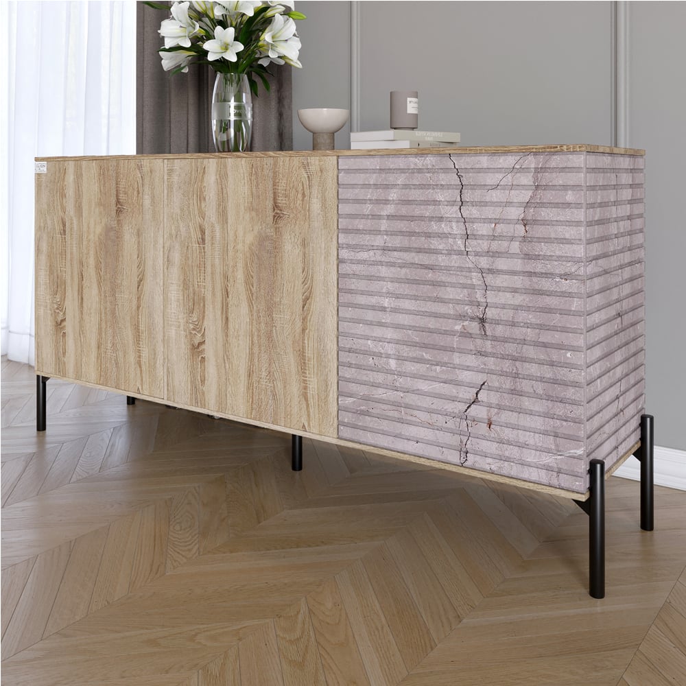 Комод Lion Грей 154x38x76,5 см Дуб Сонома/Камень (LION-041797)