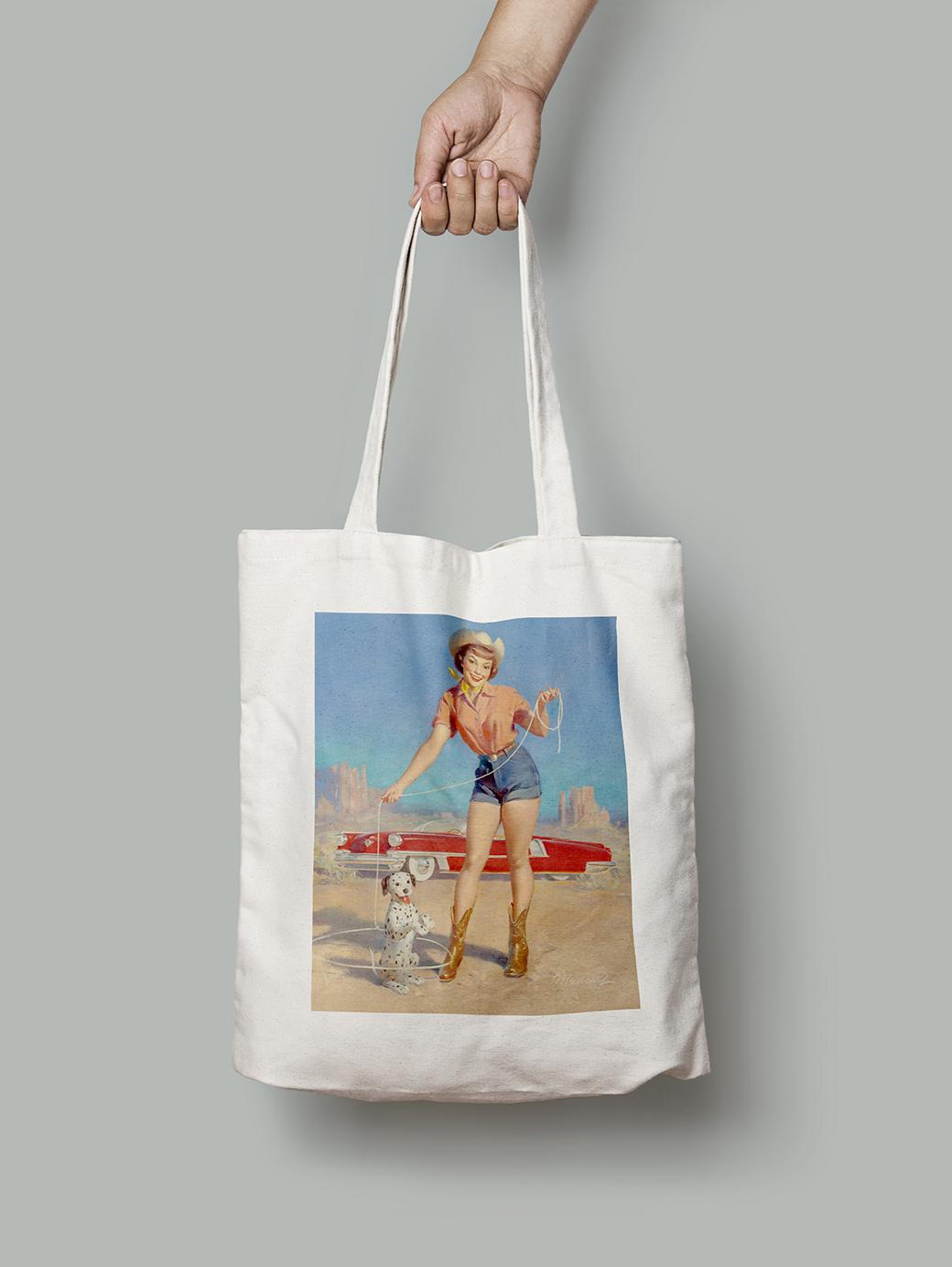 Эко-сумка Наездница со звездным щенком. Билл Мэдкалф шопер (pin_up2135004_Bag)