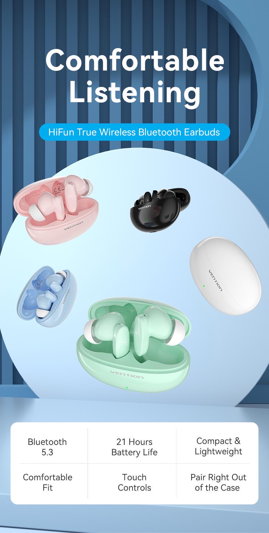 Навушники бездротові Vention Elf E01 Bluetooth 5.3 TWS шумозаглушення AAC/SBC Hi-Fi IPX4 водонепроникні Фіолетовий (NBFV0) - фото 2 Навушники бездротові Vention Elf E01 Bluetooth 5.3 TWS шумозаглушення AAC/SBC Hi-Fi IPX4 водонепроникні Фіолетовий (NBFV0) - фото 2