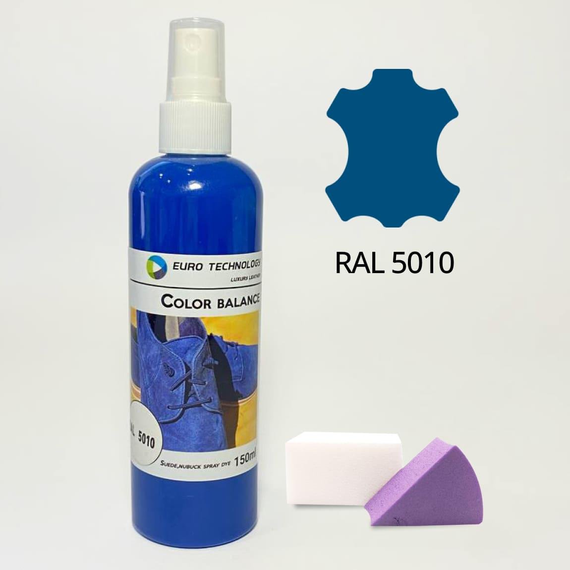 Спрей-краска Euro Technology для замши/велюра/нубука 150 мл Голубая горечавка RAL 5010 - фото 2 Спрей-краска Euro Technology для замши/велюра/нубука 150 мл Голубая горечавка RAL 5010 - фото 2