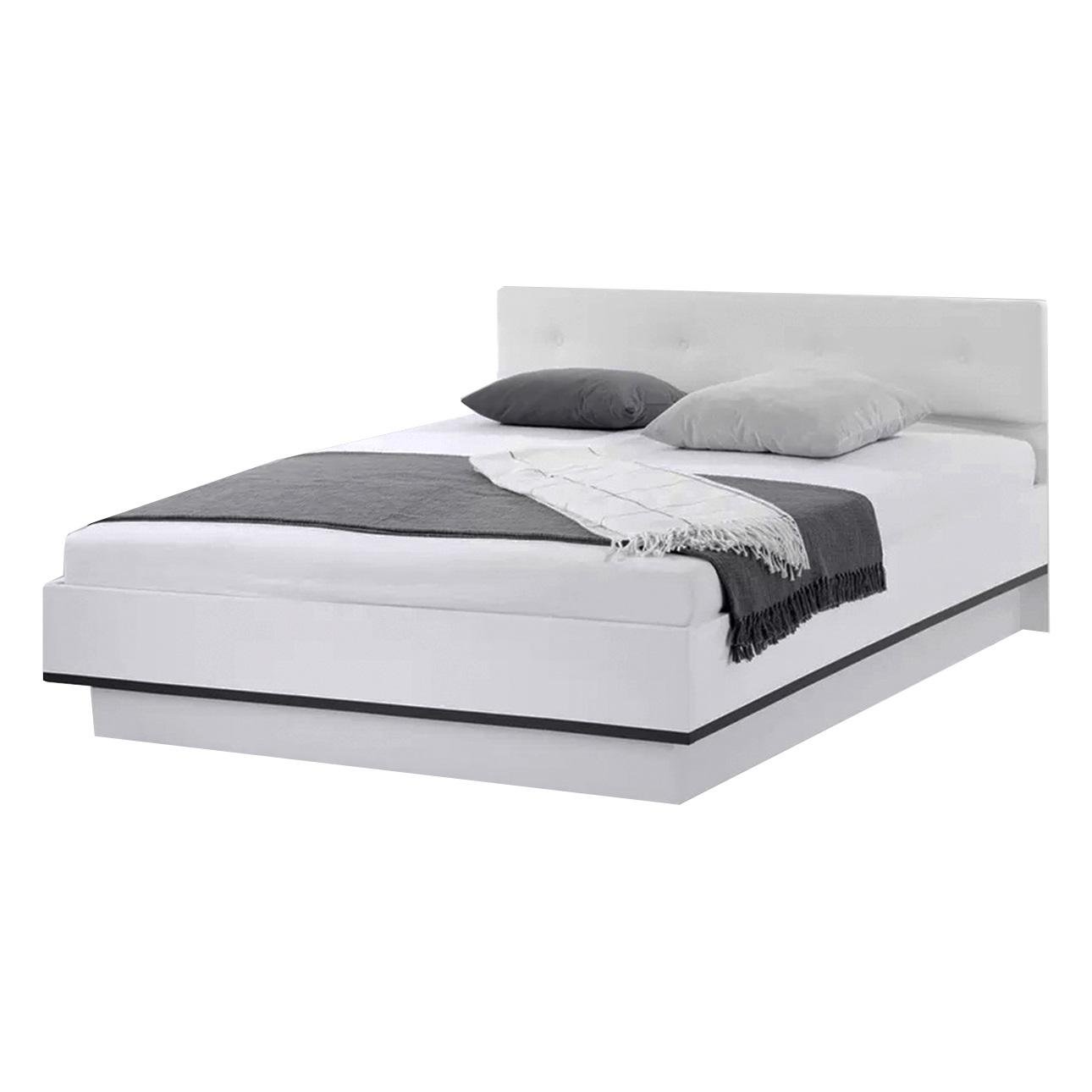 Кровать полуторная MiroMark Луна с каркасом/без матраса ламинированный ДСП 180х200 см Белый/Антрацитовый (LC-48-WB)