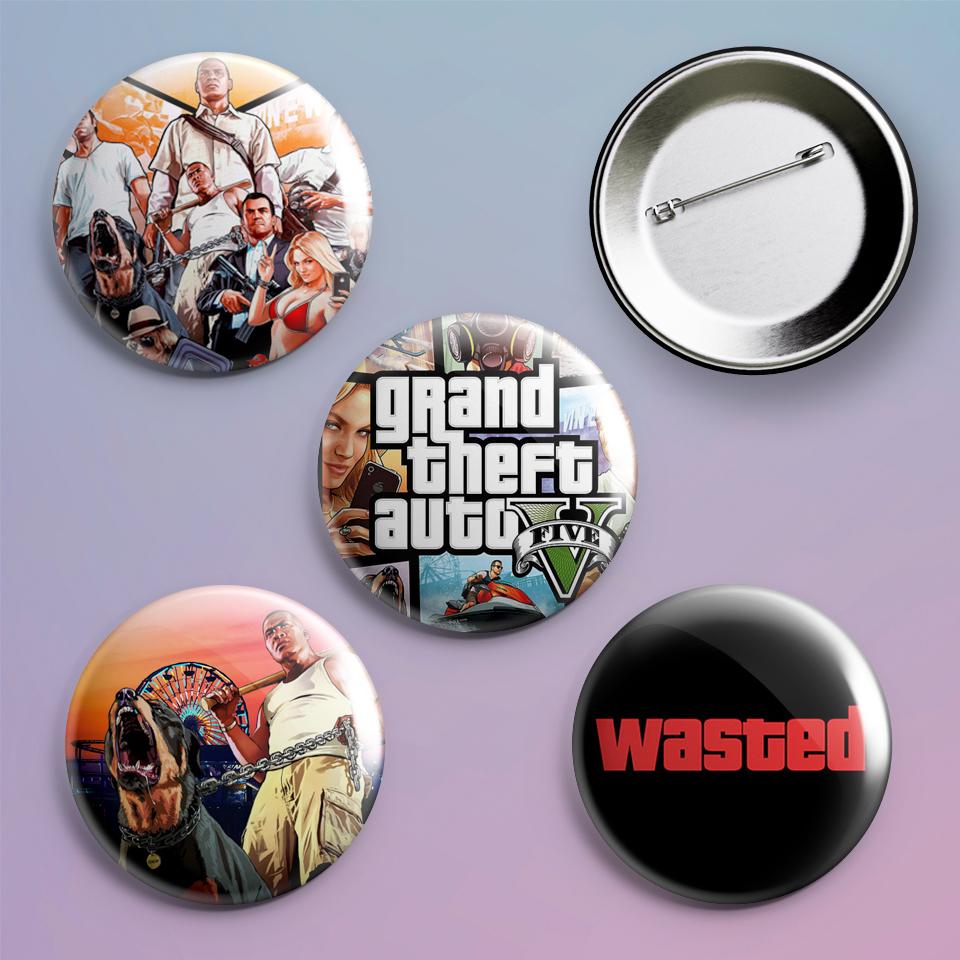 Значки на рюкзак с принтом игры Grand Theft Auto GTA 4 шт.