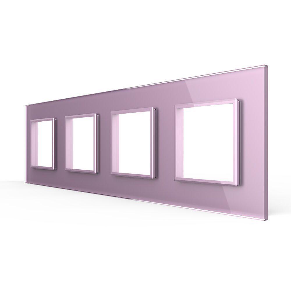 Рамка розетки Livolo 4 місця скляна Рожевий (C7-SR/SR/SR/SR-17)