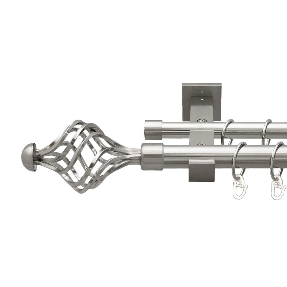 Карниз Orvit Арезо металевий дворядний техно гладка труба кільце металеве 25/19 мм 200 см Нержавіюча сталь (00-00026526)