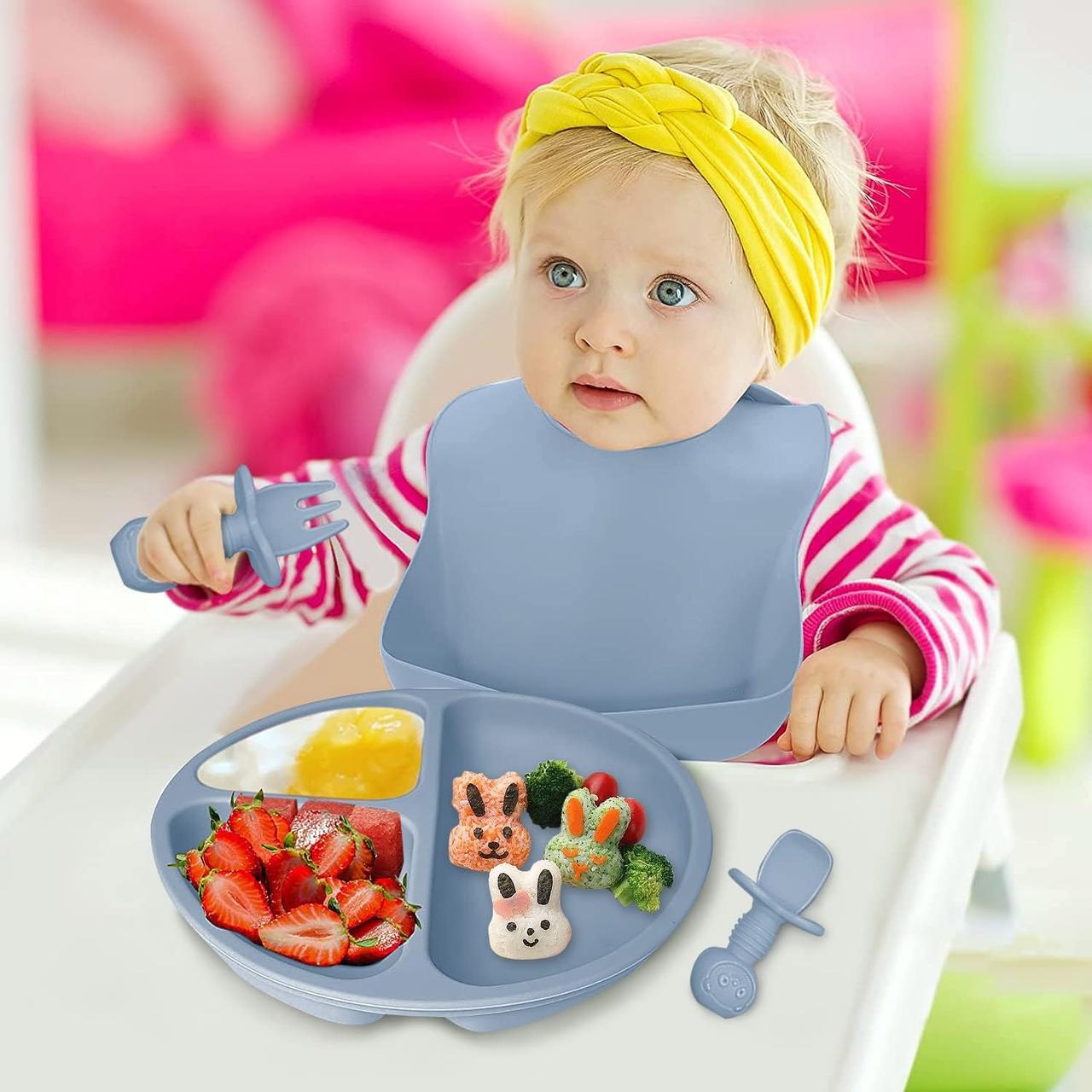 Набор силиконовый для кормления детей 9 пр. Зеленый - фото 6