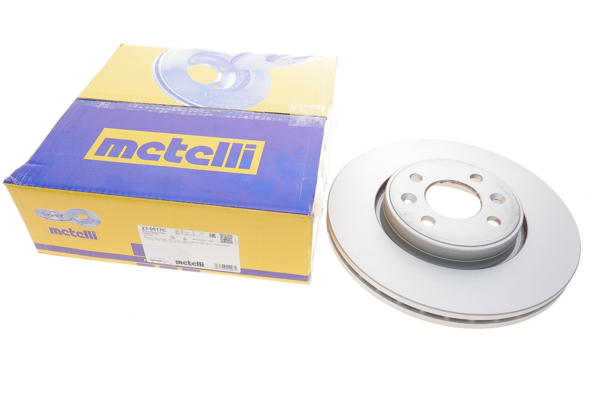 Диск тормозной передний METELLI для Renault Kangoo/Megane/Scenic/Clio 99-/Laguna 95-01 с покрытием вентилируемый 280x24 мм (23-0517C)