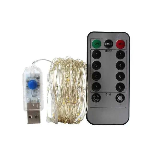 Гірлянда нитка з USB і пультом управління 50 м з тепло-білим світінням і регулюванням яскравості (opt-105161) - фото 4