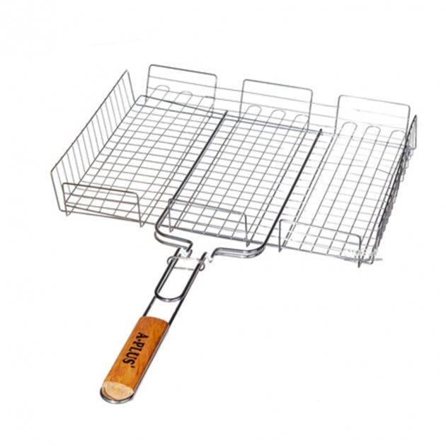 Решітка для гриля A-PLUS 1896 з ручкою з дерева 31х24см (1788882298)