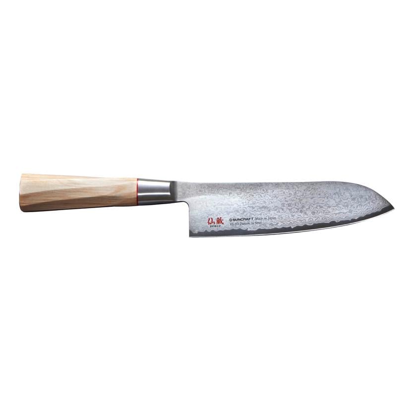 Кухонный шеф-нож японский сантоку для мяса/овощей/рыбы Suncraft Senzo Twisted Octagon 60 HRc 69-слойная дамасская сталь 167 мм