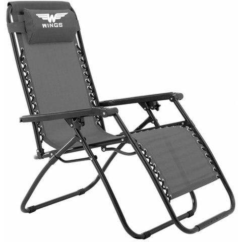 Шезлонг садовый тканевый WINGS TEX Графитовый (11214716)