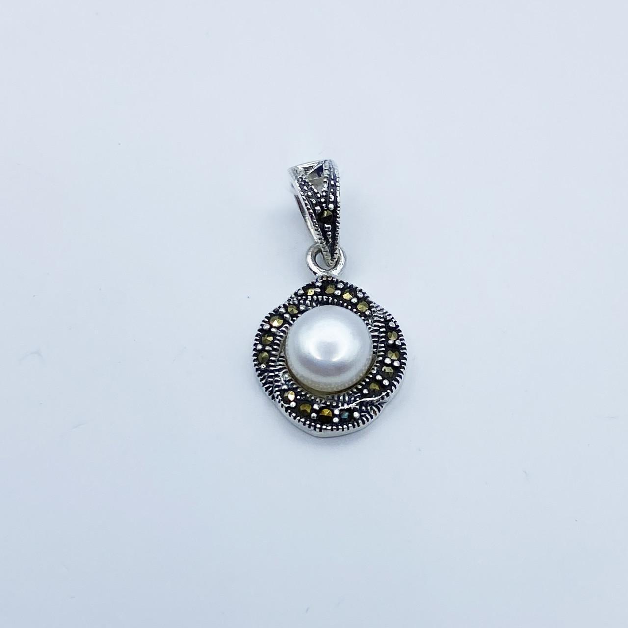 Серебряный кулон с жемчугом и марказитом 2,98 г (2252579320)