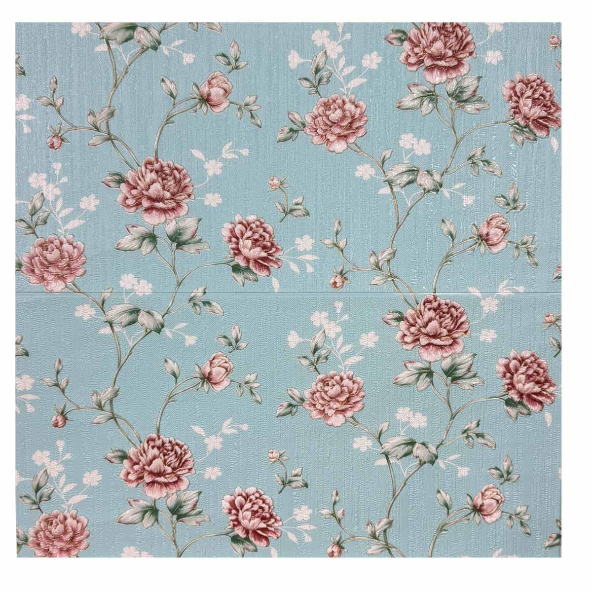 Панель самоклеюча декоративна 3D Троянда 680x680x4 мм Блакитний