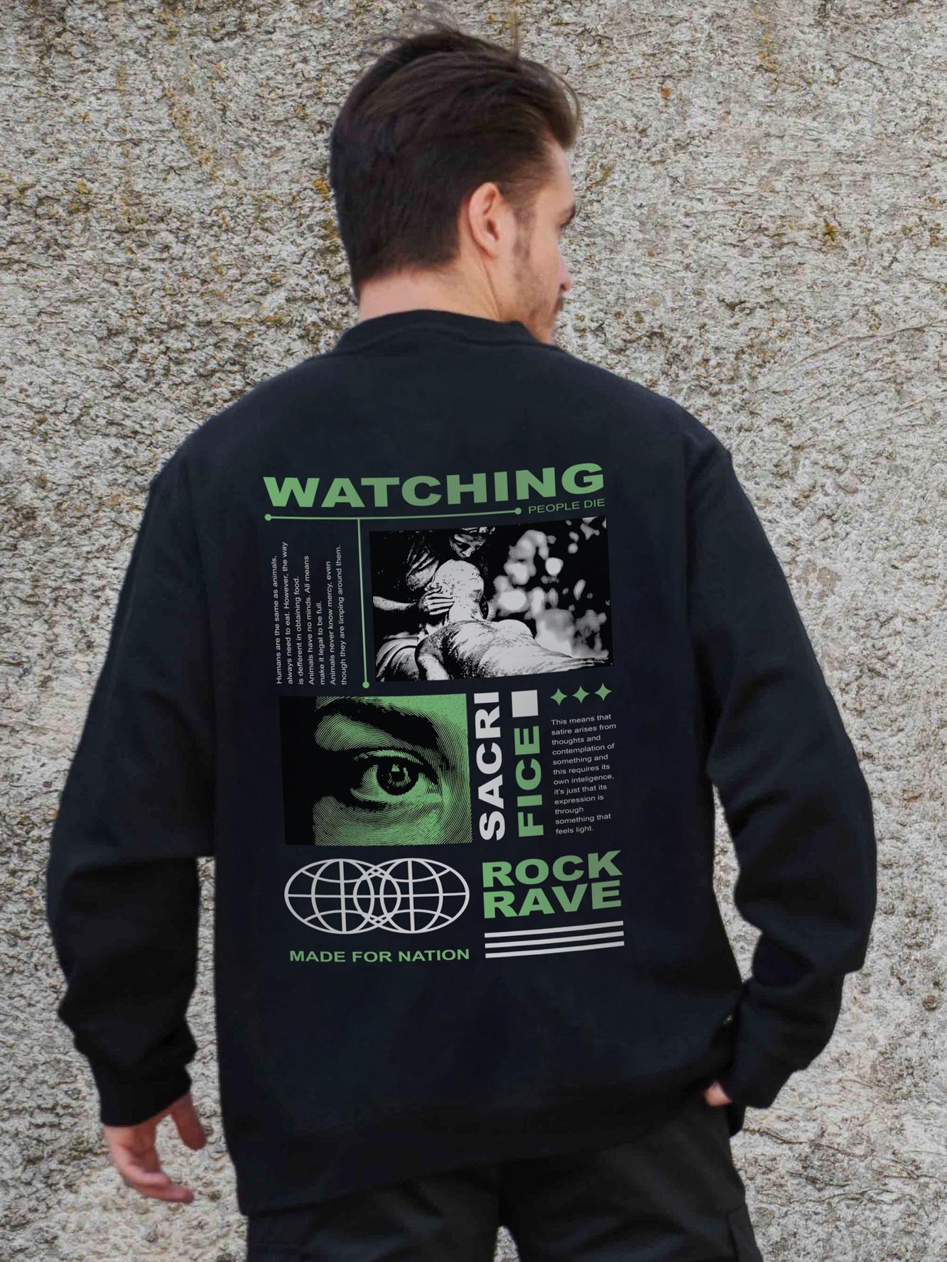 Свитшот оверсайз с принтом Without Watching S/M Black (S/M8055676)