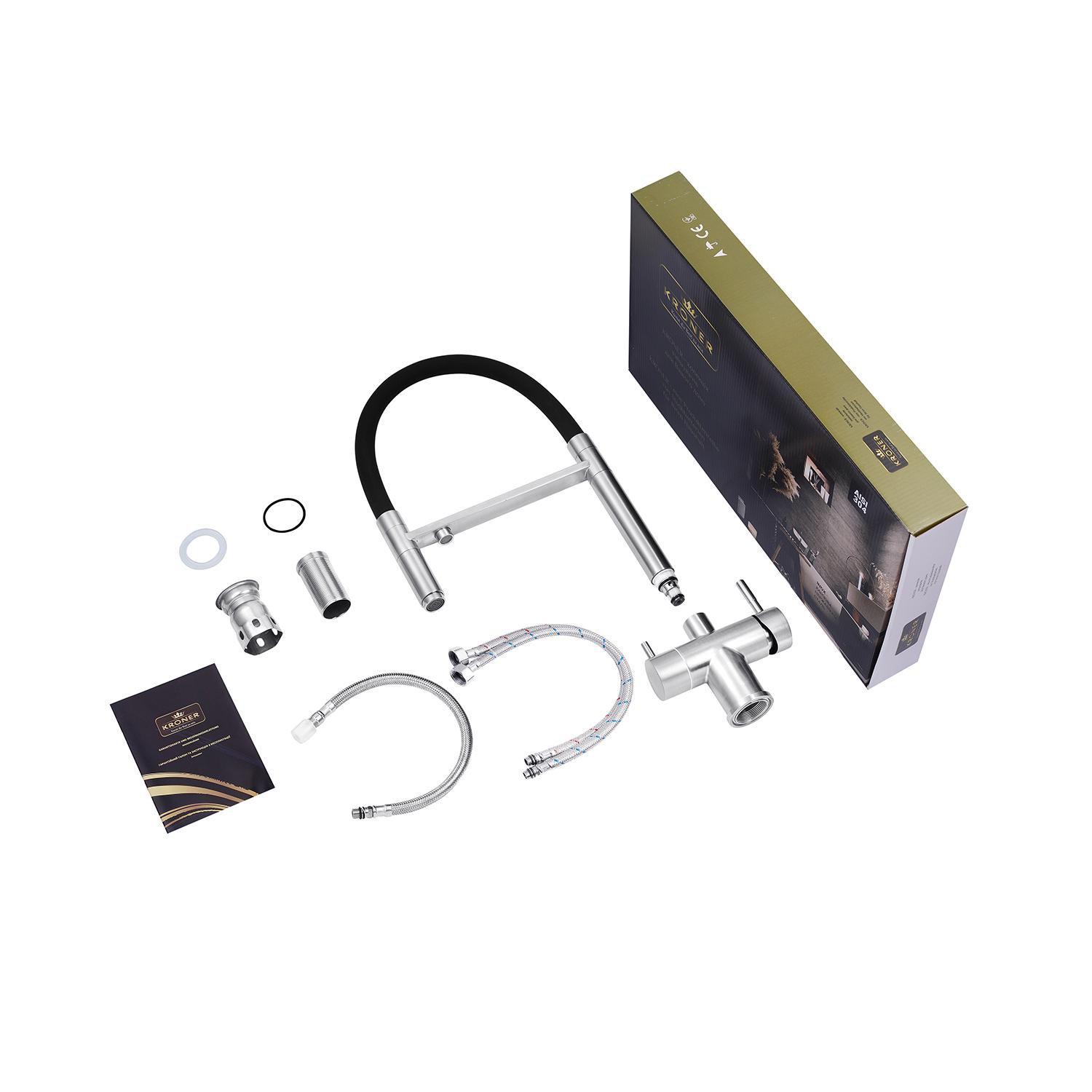 Змішувач для кухні Kroner KRM Edelstahl Klassisch ESG03815BLK CV027933 (38104) - фото 3