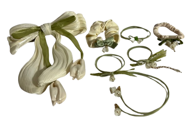 Набір гумок для волосся та шпилька з квітами тюльпани (1543)