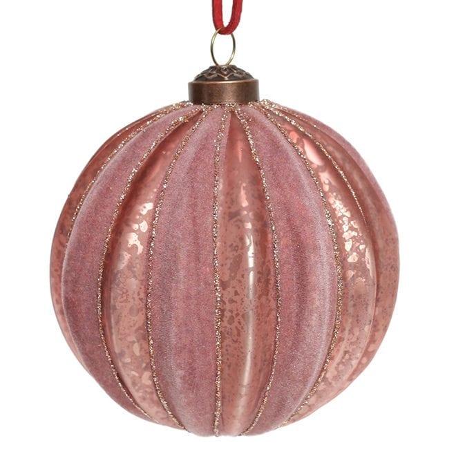 Набор елочных шаров стеклянных 10 см 4 шт. Пастельно-розовый (12658)