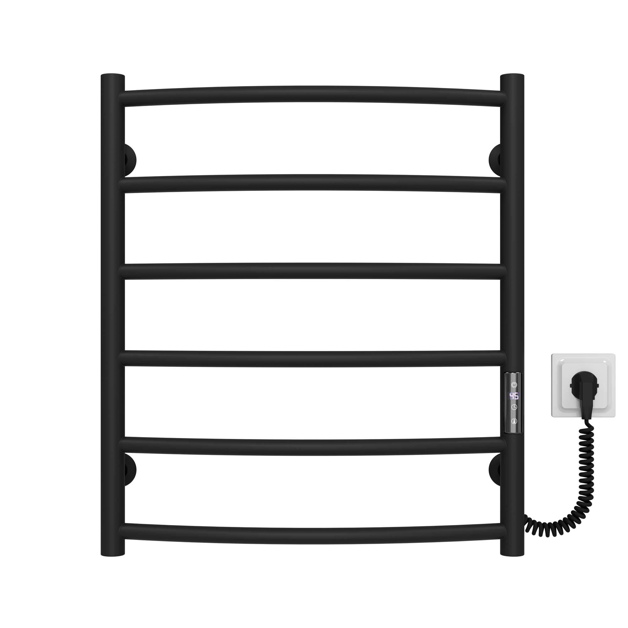 Полотенцесушитель электрический Deffi Классик П6 JD03 правое подключение нержавеющая сталь 500х600 мм Черный (C.DK.60.50.6.E.B.R.1)