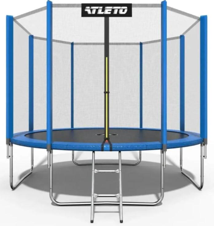 Батут детский Atleto с сеткой/лестницей 435 см Синий (5101)