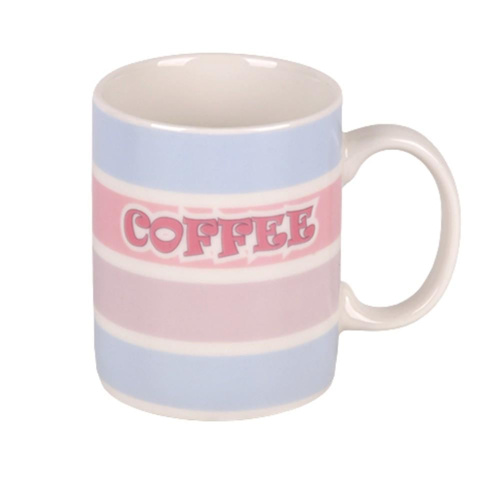 Чашка керамическая Coffee R35459 Полосы 340 мл Голубой с розовым (29876133)
