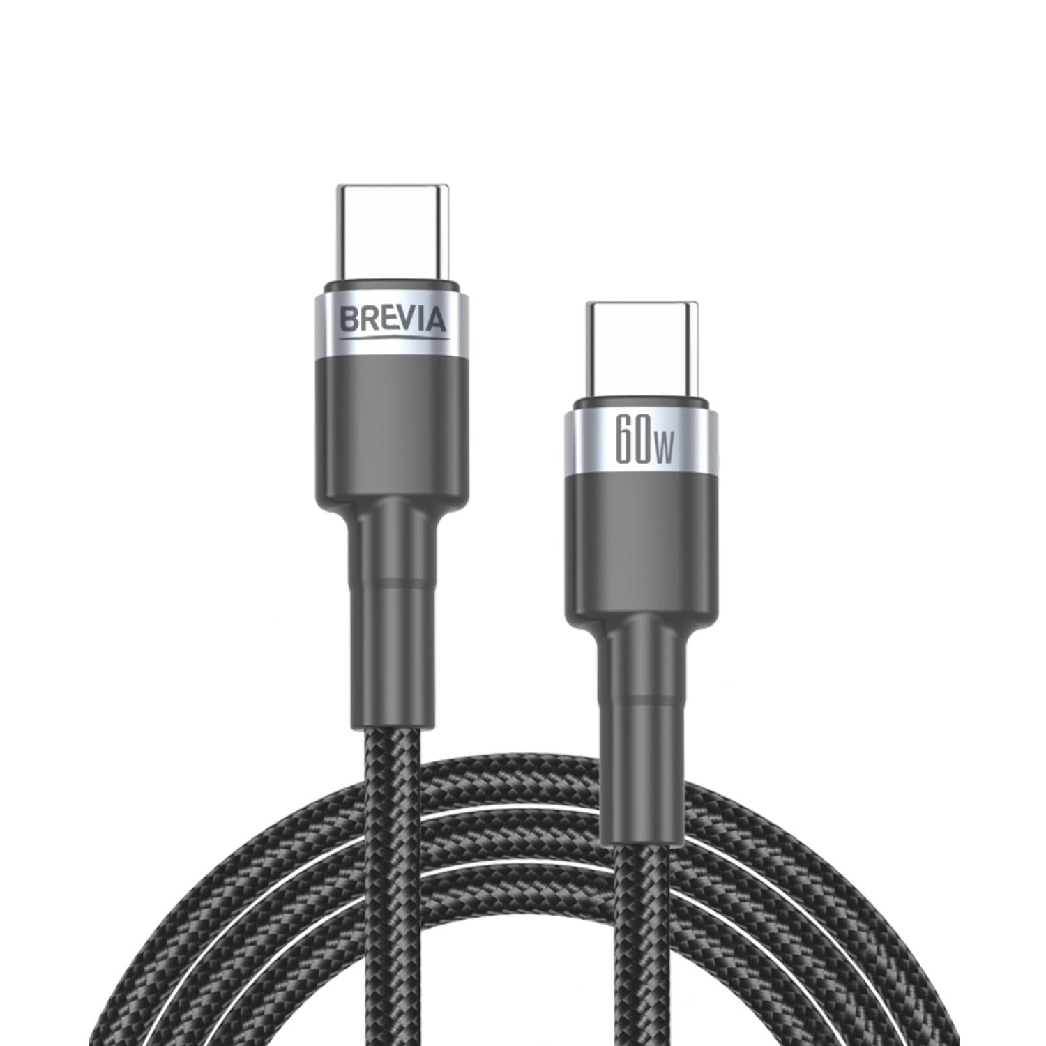 Кабель Brevia Type-C to Type-C 60W ZIP 2 м Черный (53200BCCZ1)