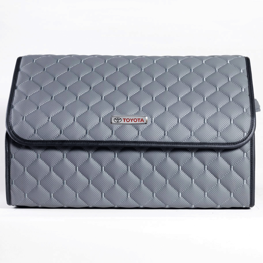 Сумка-органайзер с лого Toyota в багажник CarsBAG Экокожа 30x50x30 см Серый (acb-1036-4-30х50х30-10)