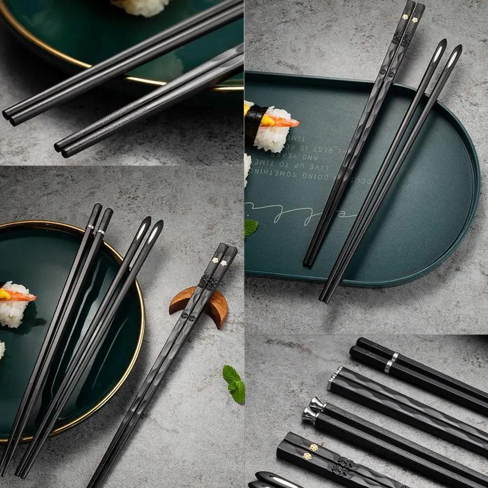 Набор палочек для суши многоразовые пластиковые антискользящие 5 пар Черный (D-0076) - фото 4