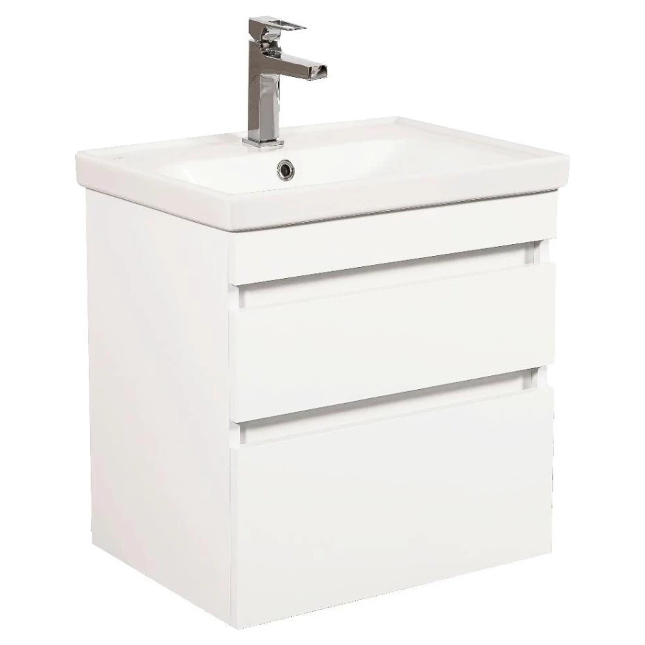 Тумба с умывальником Aqua Rodos Винтаж подвесная 60 см Белый глянец (AKD53696)