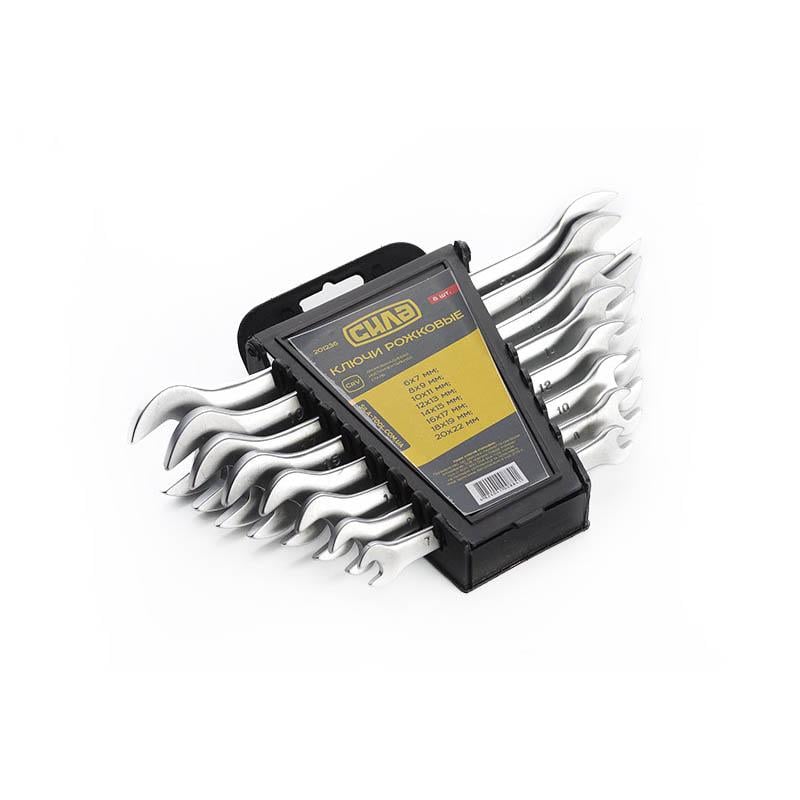 Набір ключів рожкових Сила CrV 6x7/8x9/10x11/12x13/14x15/16x17/18х19/20х22 мм 8 шт. (201236)