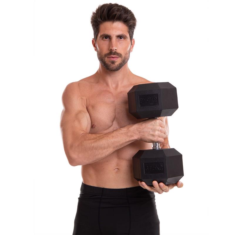 Гантель цільна TA-2679 шестигранна 37,5 кг Чорний (56363153) - фото 5