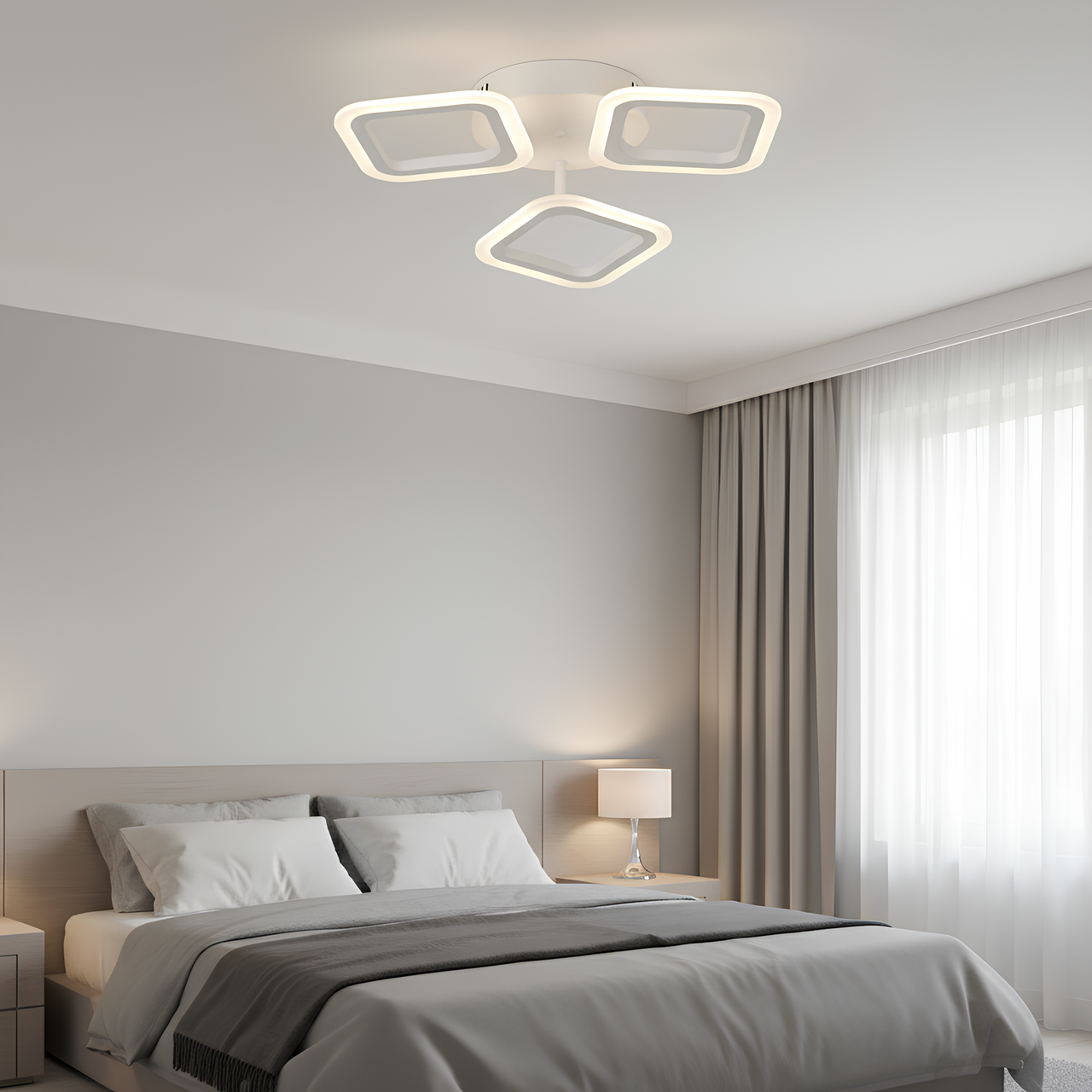 Люстра светодиодная Valeso 42W с акриловыми рассеивателями 3000-6500K Белый (G 2929/3 WT) - фото 4