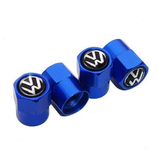 Набор колпачков на ниппель SUNROZ Caps для автомобиля Volkswagen Short 4 шт. Blue (A67389)