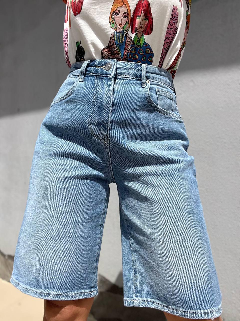 Шорты женские джинс Bella 4367 бермуды удлиненные стрейчевые р. 40 Голубой (2293) - фото 2 Шорты женские джинс Bella 4367 бермуды удлиненные стрейчевые р. 40 Голубой (2293) - фото 2