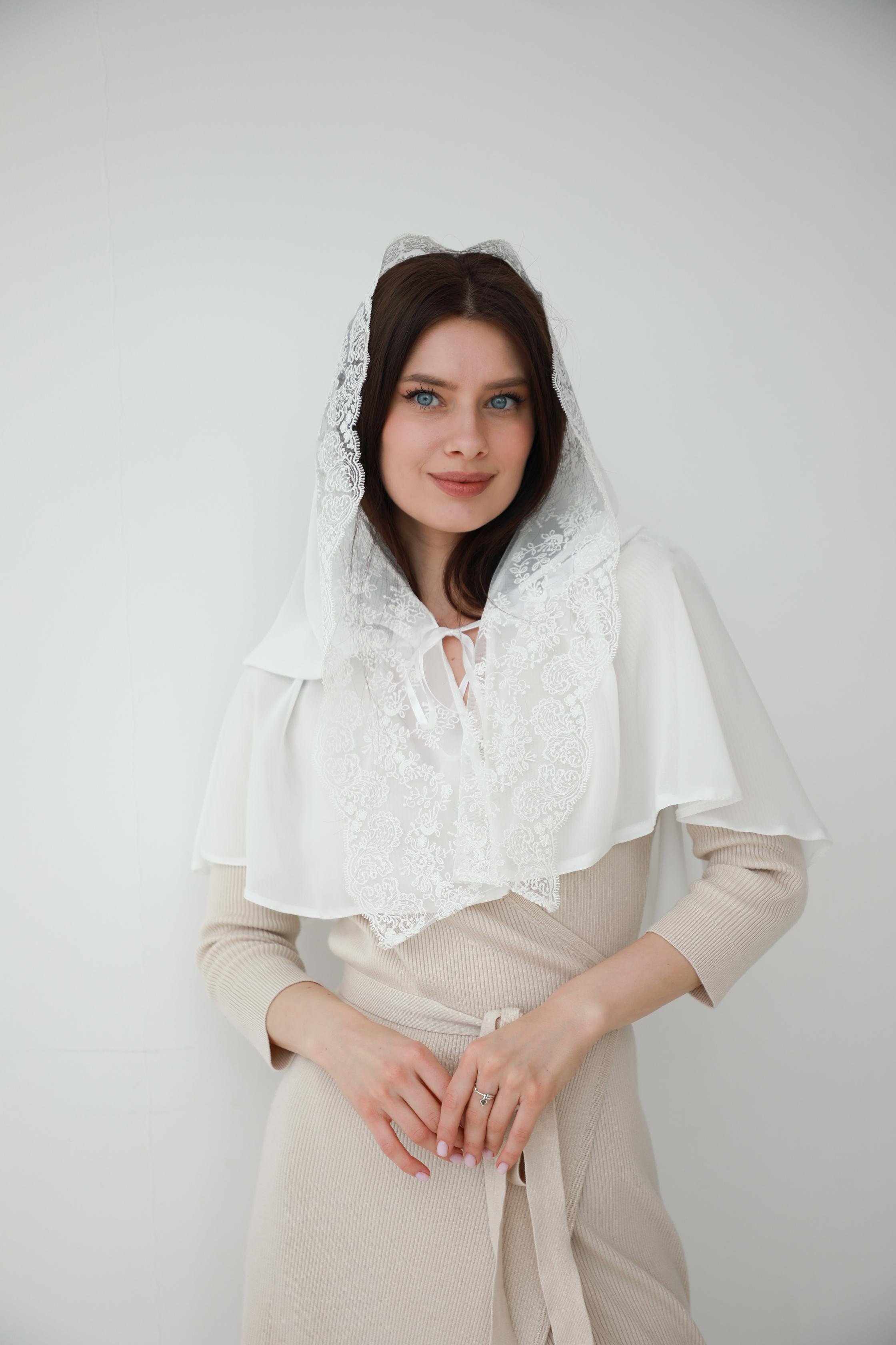 Палантин для храму на голову Білий (п027) Палантин для храму на голову Білий (п027)