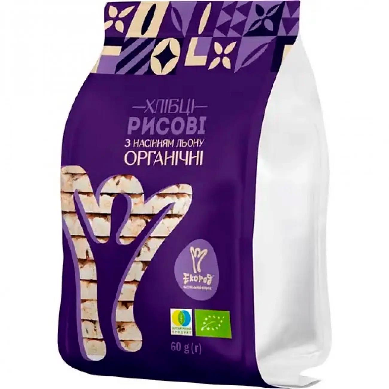 Хлебцы рисовые с леном органические Экород без глютена 60 г
