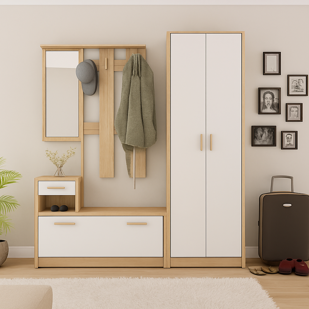 Прихожая 155х28х191 см ЛДСП Дуб Самоа/Белый (31286524)