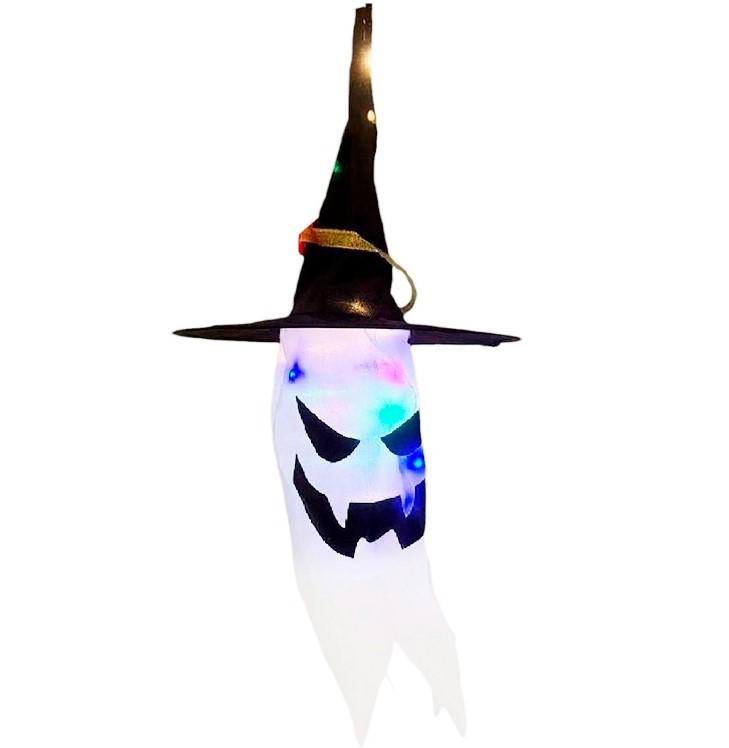 Шляпа-подвеска маскарадная Halloween 40 см с LED подсветкой Белая (R95946)