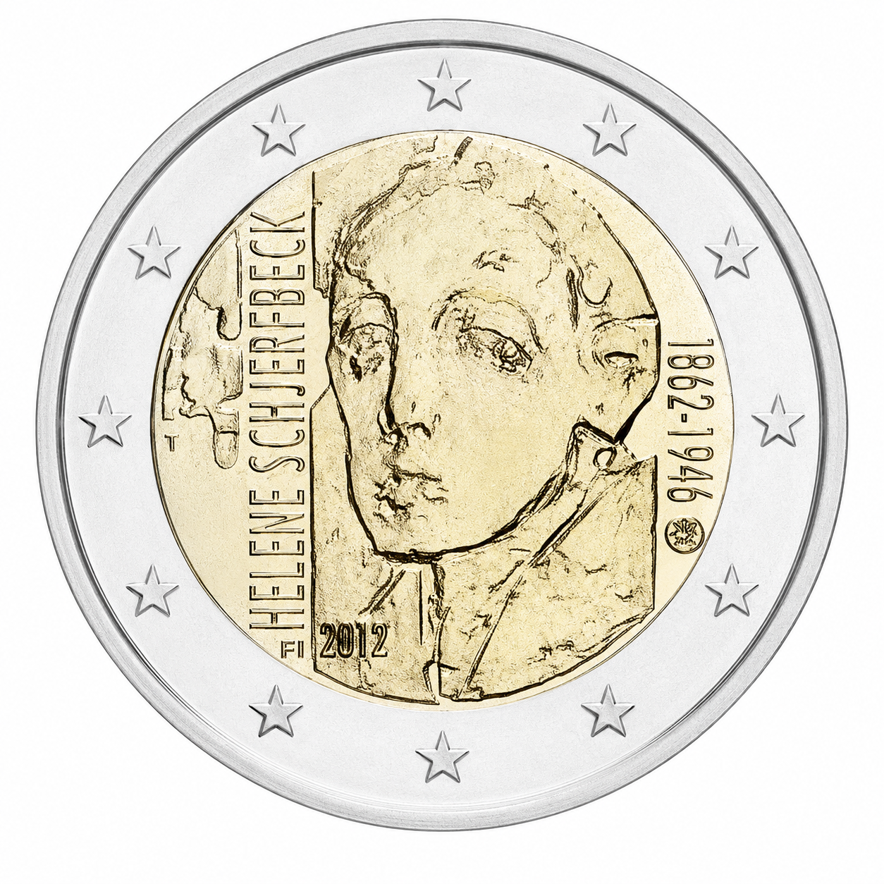 Колекційна монета Фінляндія 2 євро 2012 50 років від дня народження художниці Гелени Шерфбек UNC (KM#182)
