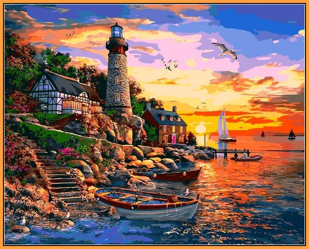 Картина по номерам Babylon Маяк на закате 40x50 см (NB1278R)