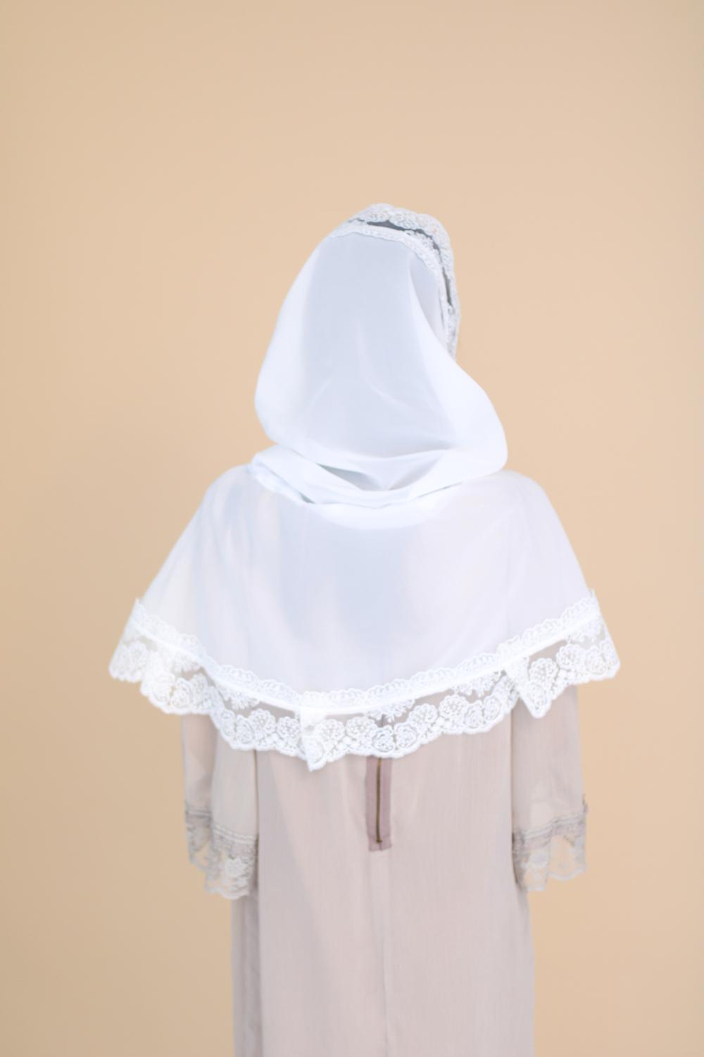 Палантин для храму на голову Білий (п014) - фото 3