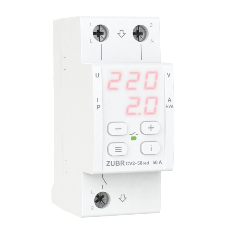 Реле напруги ZUBR CV2-50 з контролем струму Red (000288825)