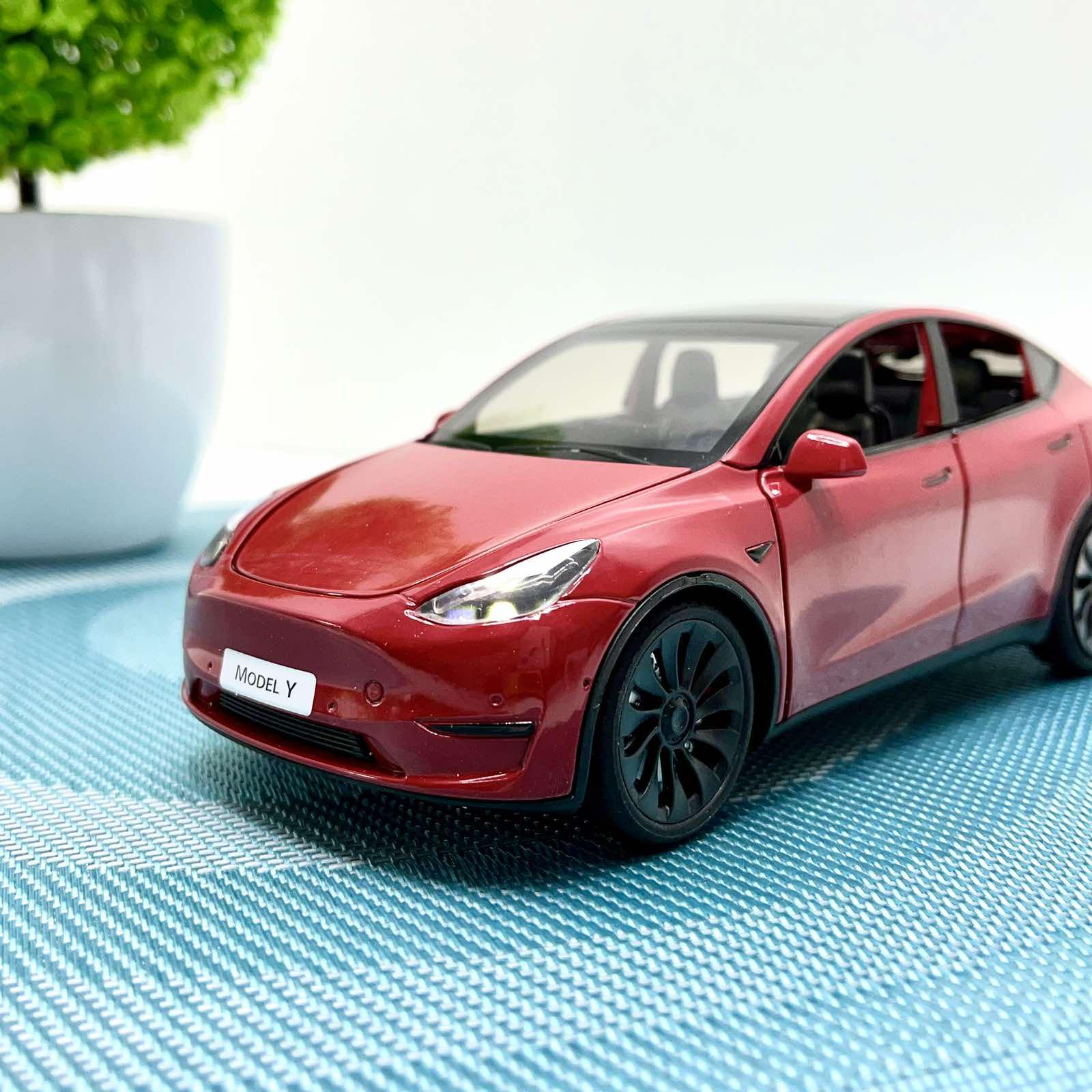 Машина АвтоСвіт Tesla Model Y инерционная открываются двери/капот/багажник 17 см Красный (AP-2001) - фото 3