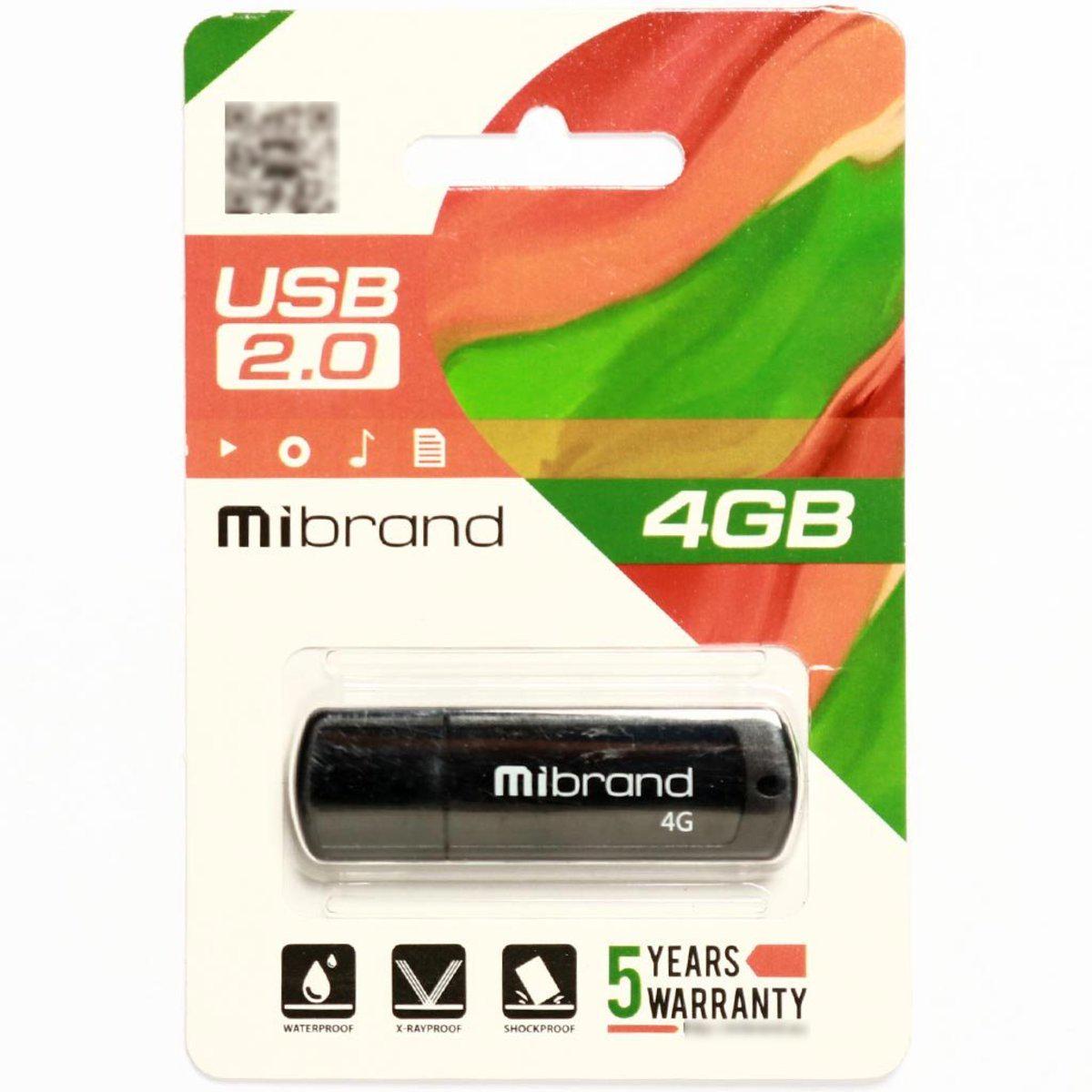 Флеш память Flash Mibrand Usb 2.0 Grizzly 4 Gb Black - фото 2