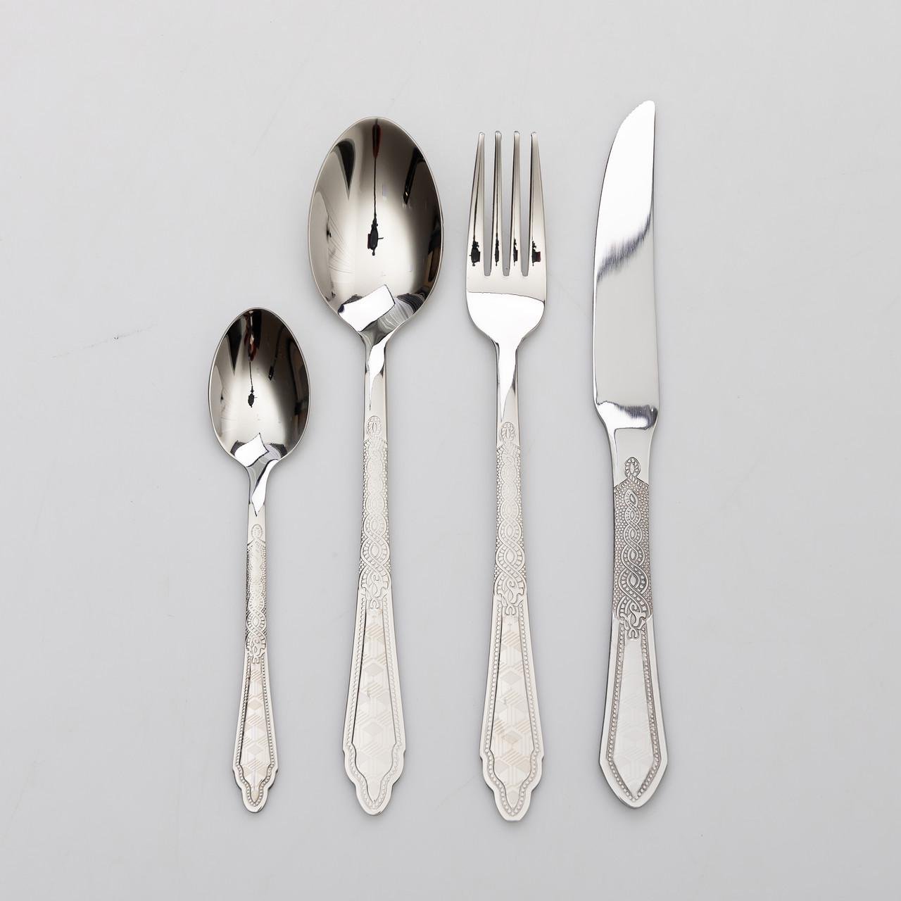 Набор столовых приборов на 6 персон 24 предмета Серебреный (25905615) - фото 5