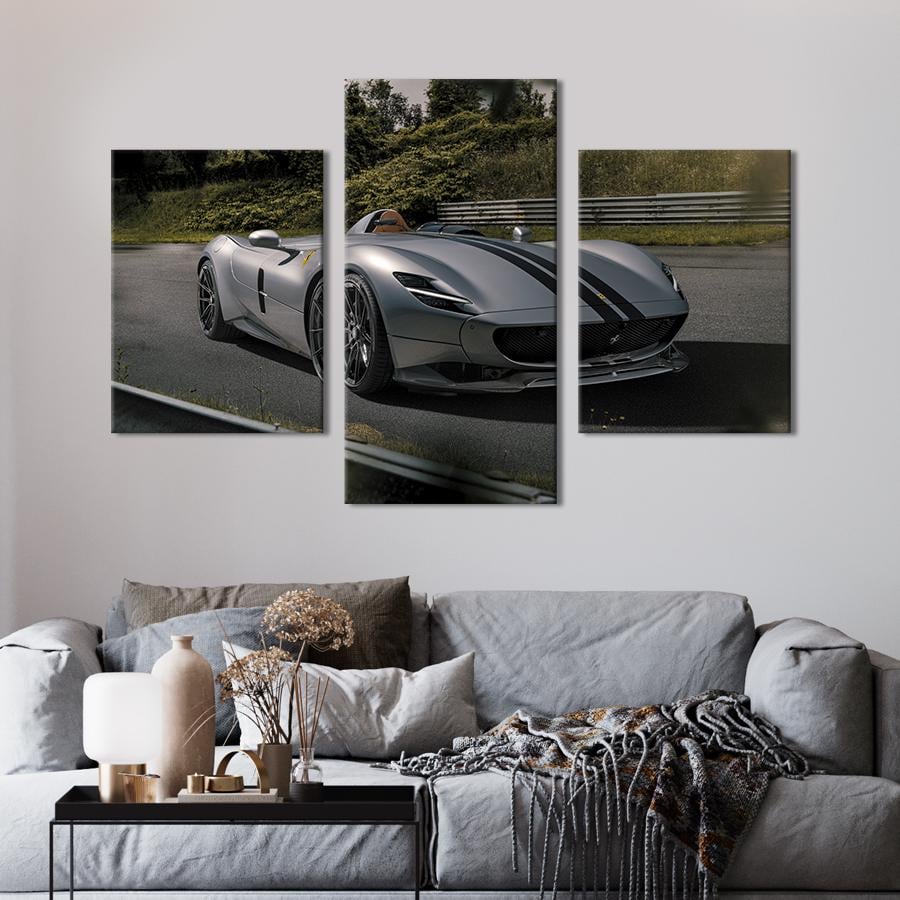 Картина на холсте триптих Эксклюзивное авто Ferrari Monza SP 141x90 см (1266-32)