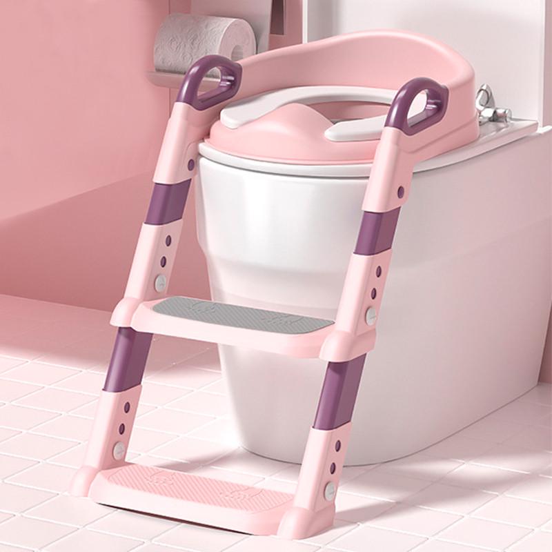 Сидіння на унітаз дитяче Bestbaby BC-108 зі сходинкою та ручками Pink (1961987126) - фото 2