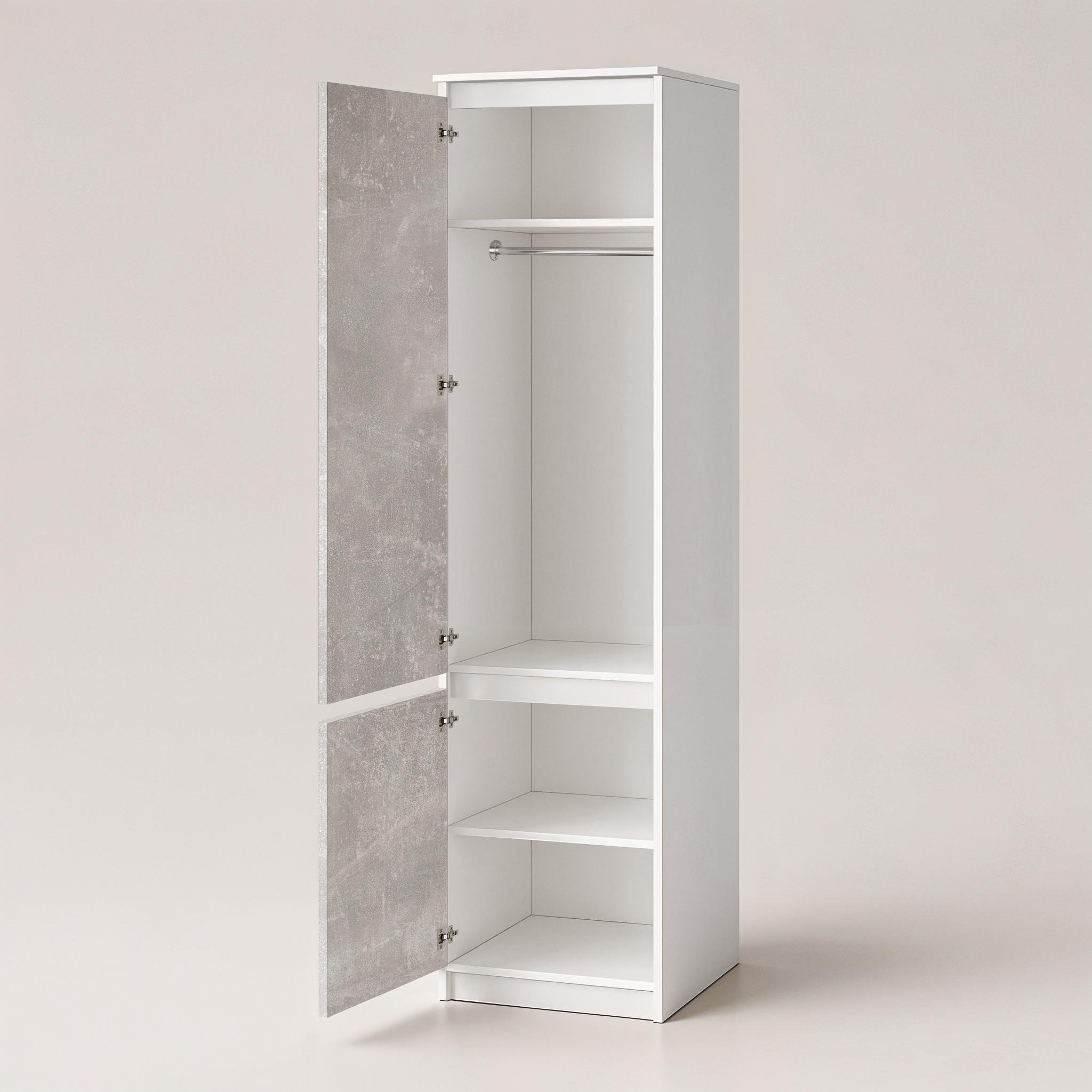 Шкаф-пенал со штангой T-218 500х498х2117 мм Белый/Бетон - фото 2