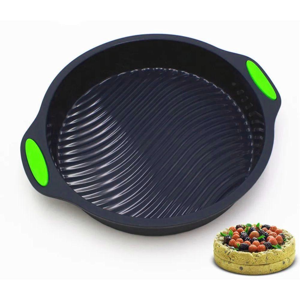 Форма для пирогів та тортів LuxShine 237-1 з ручками та рифленим дном силіконова Сірий (205117) - фото 2