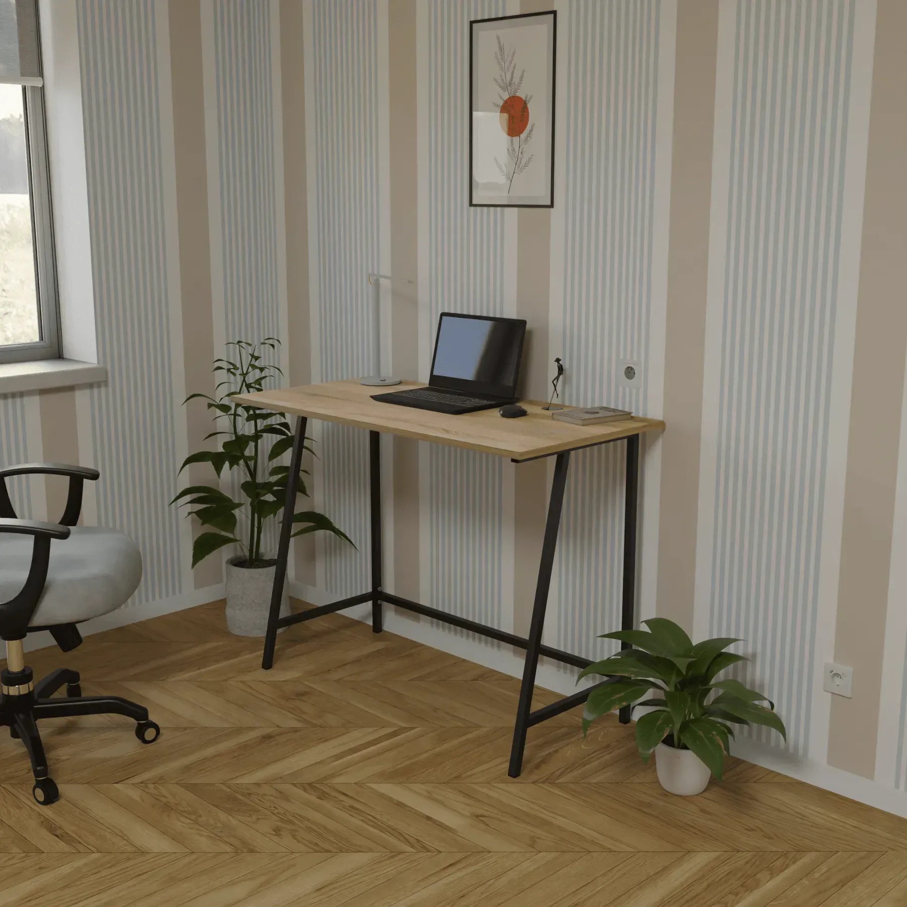 Стол письменный Неман Бонро 90х50х75 см Дуб сонома/Черный (247280)