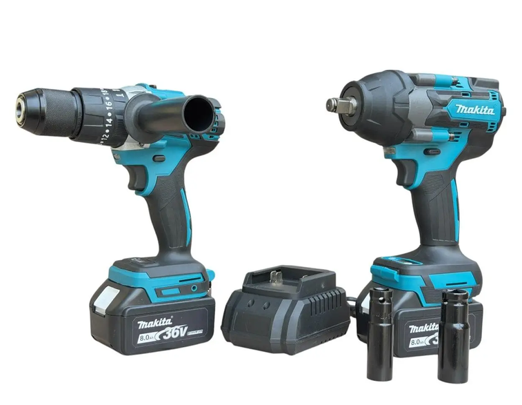Набор аккумуляторного инструмента Makita 2в1 36 В гайковерт 800 Нм/шуруповерт 95 Нм 2 АКБ 8 А/час (3622)