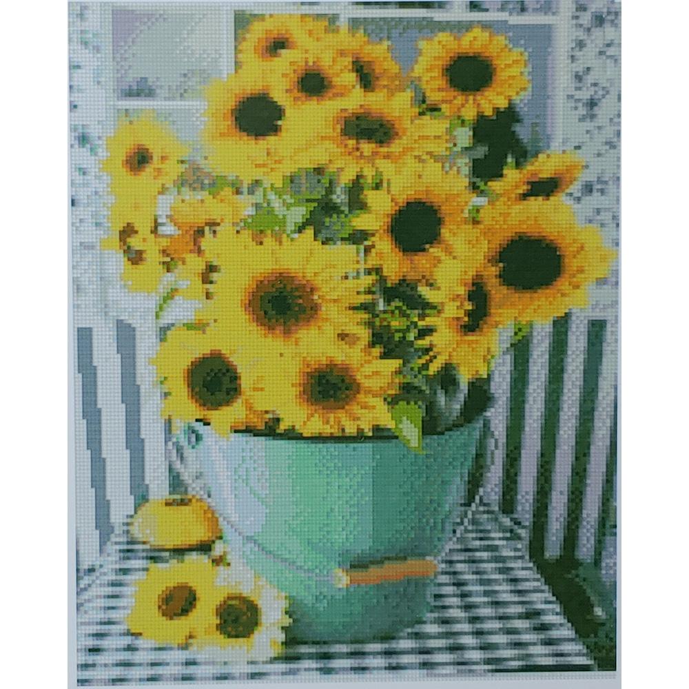 Алмазная мозаика Strateg Премиум Подсолнечники на столе 40x50 см (D0013)